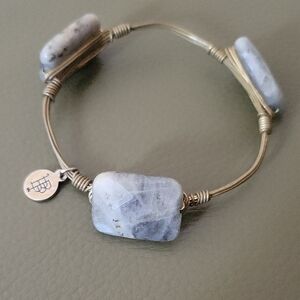 Bourbon & Bowries Chunky Blueish Stone Bangle Braclet